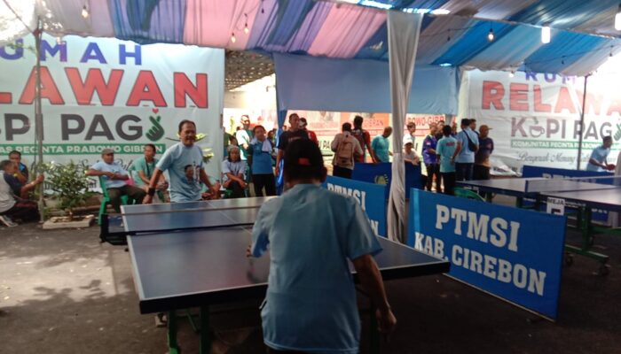 Kopi Pagi Cirebon Kampanyekan Paslon 02 Lewat Turnamen Tenis Meja